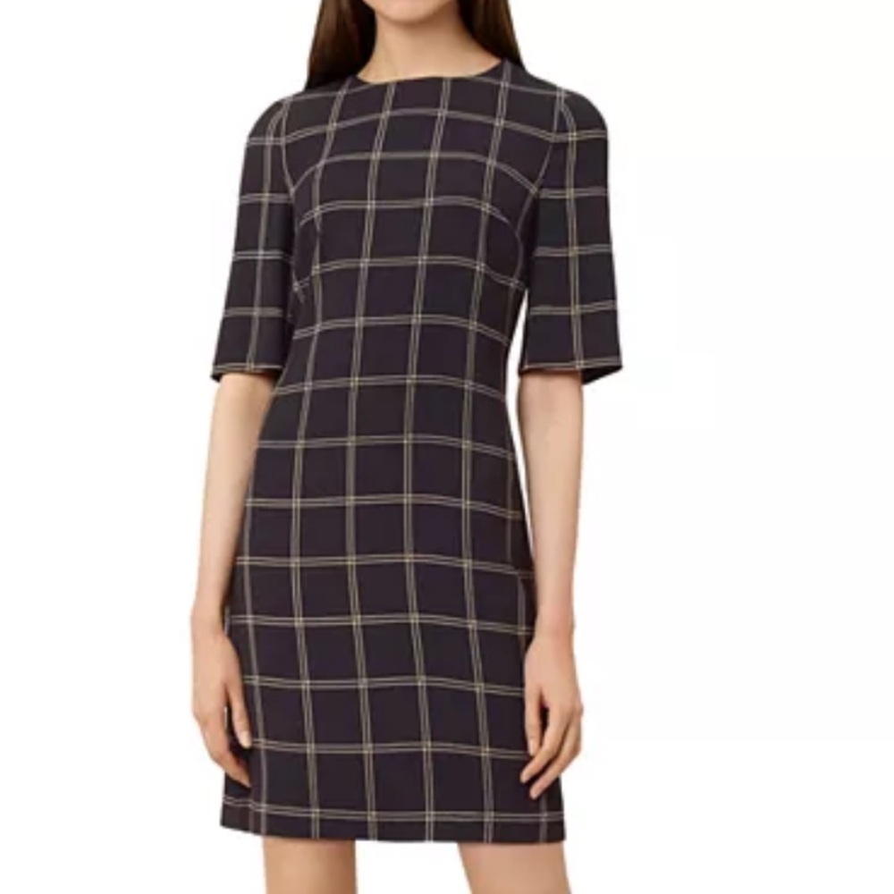 Hobbs London Raegan Windowpane Shift Dress Size 10